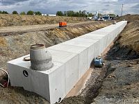 Betonová retenční nádrž o objemu 755m3, kozomín, db betonové jímky